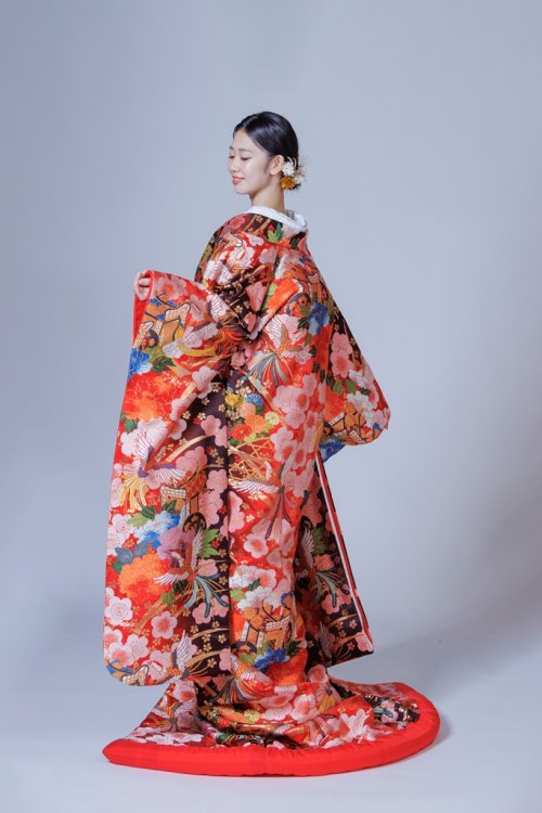 ピンクのお花が可愛い色打掛