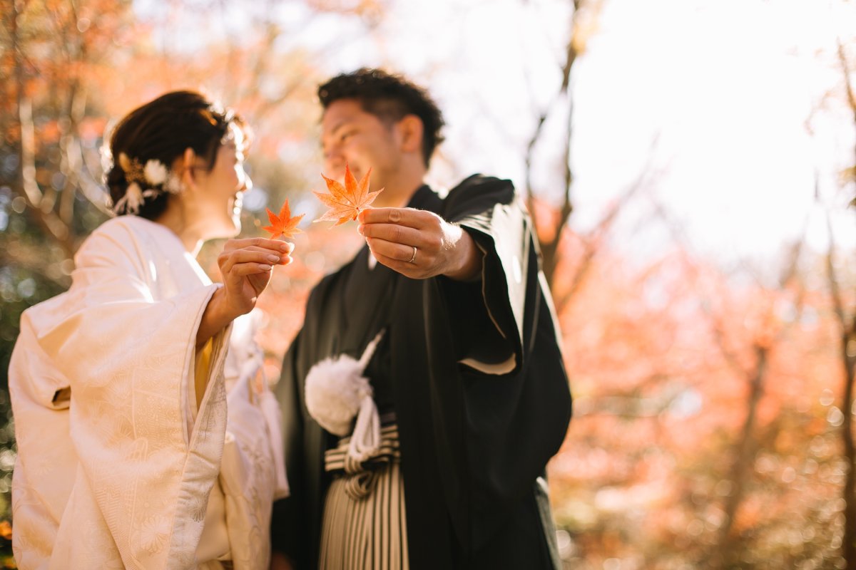 もみじと一緒にフォトウェディング