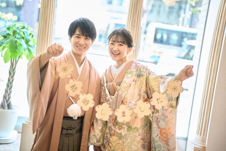 ガーランドを持って楽しく撮影！