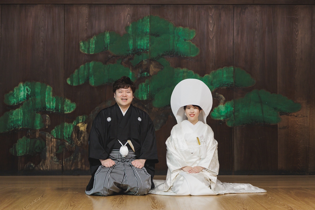 手作りの毬が彩る、久良岐能舞台での和装前撮り