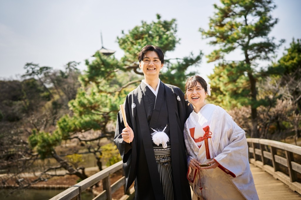 三渓園で撮った和装結婚写真