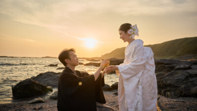 【和装ウェディングフォト in 城ヶ島】絶景の夕日に包まれた、ふたりだけの特別な時間
